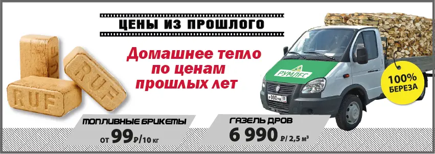 Дрова и топливные брикеты по акции