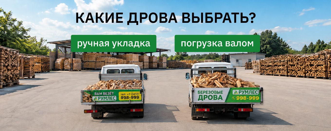 Какие дрова выграть: ручной укладки или погрузку валом?