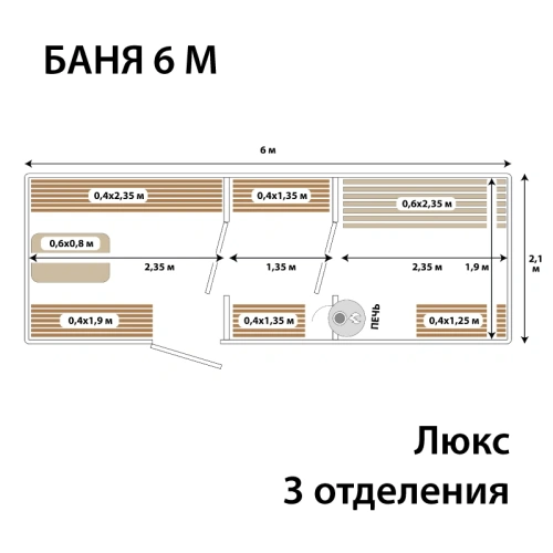 картинка Баня-бочка 6м Три отделения Комплектация ЛЮКС от магазина Румлес
