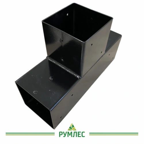 картинка КОННЕКТОР/соединитель для бруса 100*100мм Тройник Т-образный h-300мм (сталь 08пс 2мм)  RAL 9005 от магазина Румлес