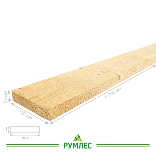 картинка Доска обрезная 25*120*6000мм 1-3 сорт (ГОСТ 8486-86) естественной влажности хвойные породы от магазина Румлес