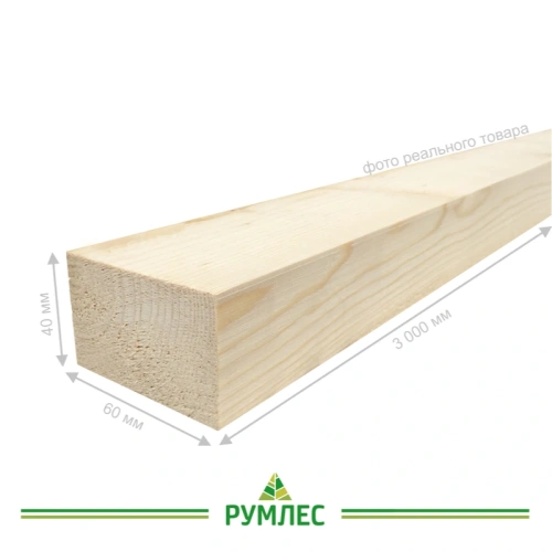 картинка Брусок строганый камерной сушки 40*60*3000мм сорт АВ ель/сосна от магазина Румлес
