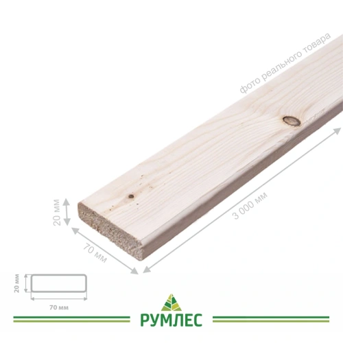 картинка Доска строганая камерной сушки 20*70*3000мм сорт С ель/сосна (с фаской на углах) от магазина Румлес