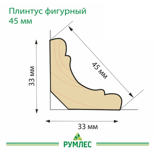 картинка Плинтус фигурный 45*3000мм сосна сорт Экстра от магазина Румлес
