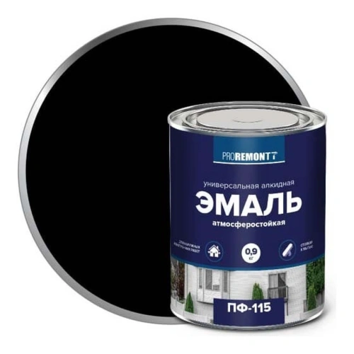 картинка Эмаль ПФ-115 черный 0.9кг Proremontt от магазина Румлес
