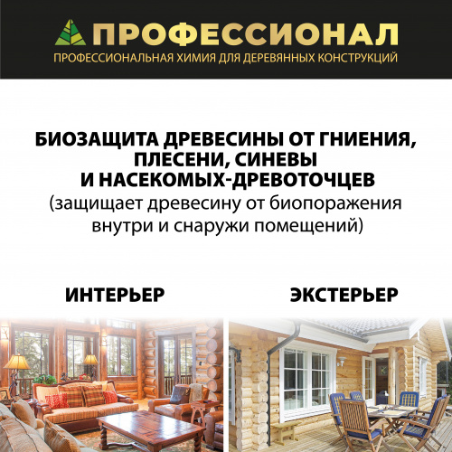 картинка Антисептик универсальный ПРОФЕССИОНАЛ Universal для наружных и внутренних работ, концентрат 1:5 1л от магазина Румлес