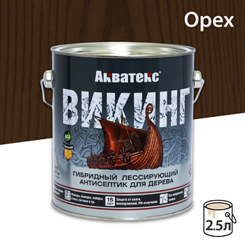 картинка Гибридный лессирующий антисептик для дерева Акватекс Викинг орех 2.5л от магазина Румлес
