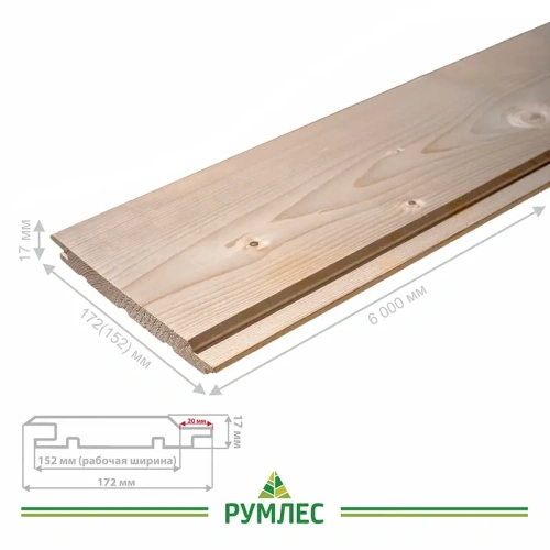 картинка Имитация бруса ИжПрофиль Ель 17*172(152)*6000мм сорт АВ увеличенный шип 20мм от магазина Румлес