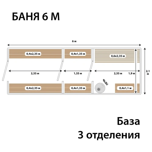 картинка Баня-бочка 6м Три отделения Комплектация БАЗОВАЯ от магазина Румлес