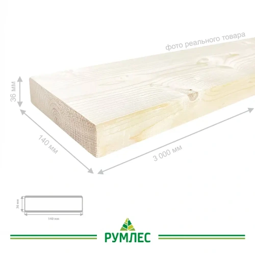 картинка Доска строганая камерной сушки 36*140*3000мм сорт АВ ель/сосна (с фаской на углах) от магазина Румлес