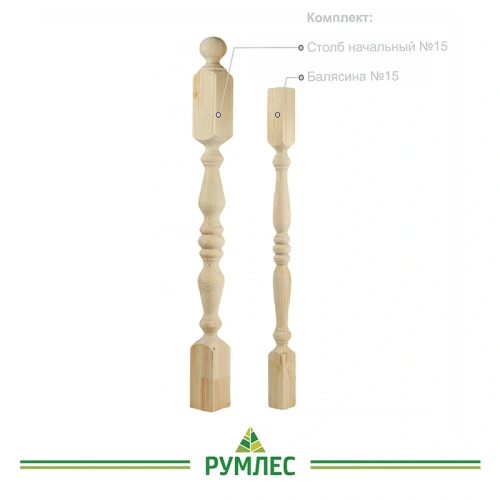 картинка Балясина 50*50*900мм №15 Сосна сорт Экстра сращенная от магазина Румлес
