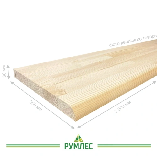 картинка Подоконник 30*300*3000мм Сосна сорт Экстра сращенный (с фаской) от магазина Румлес