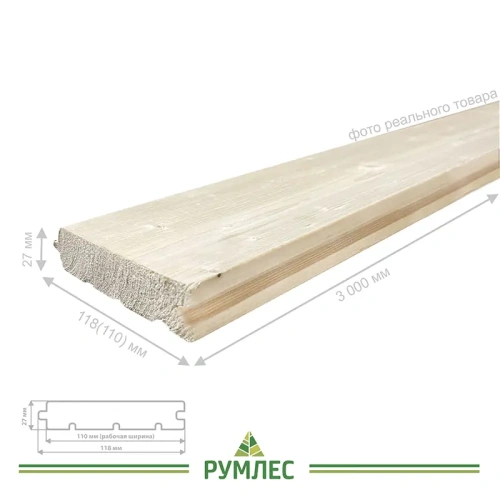 картинка Доска пола шпунтованная ель/сосна 27*118(110)*3000мм сорт АВ от магазина Румлес