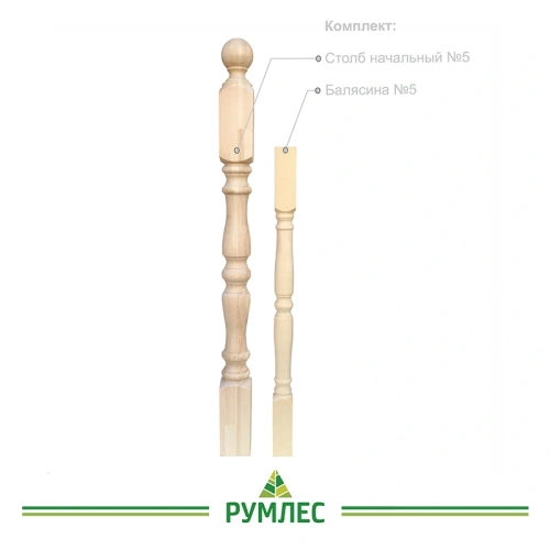 картинка Балясина 60*60*900мм №5 Сосна сорт Экстра сращенная от магазина Румлес