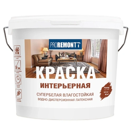 картинка ВДАК интерьерная влагостойкая супербелая Proremontt 6.5кг от магазина Румлес