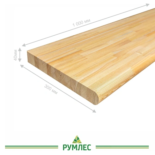 картинка Ступень 40*300*1000мм Лиственница сорт AВ сращенная (с фаской) от магазина Румлес