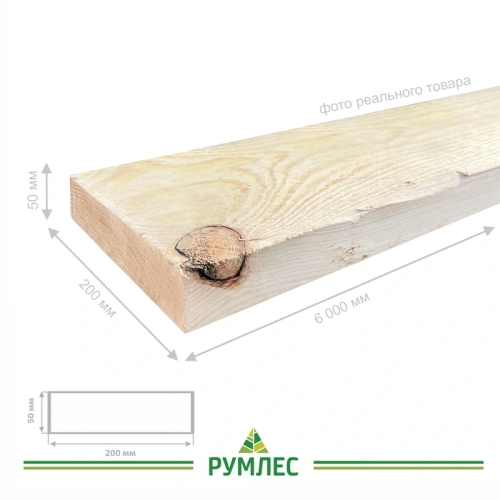 картинка Доска обрезная камерной сушки 50*200*6000мм ель/сосна 3-4 сорт дисковый распил (10-18%) от магазина Румлес