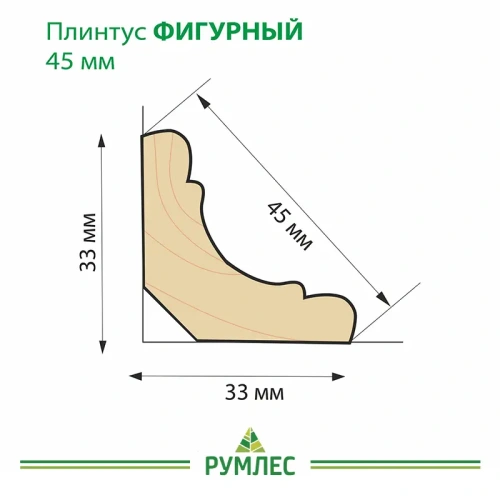 картинка Плинтус липа фигурный 45*2800мм сорт А цельный от магазина Румлес