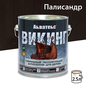 картинка Гибридный лессирующий антисептик для дерева Акватекс Викинг палисандр 2.5л от магазина Румлес
