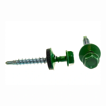 картинка Саморезы кровельные с шайбой 4.8*35мм RAL 6002 зеленая листва от магазина Румлес