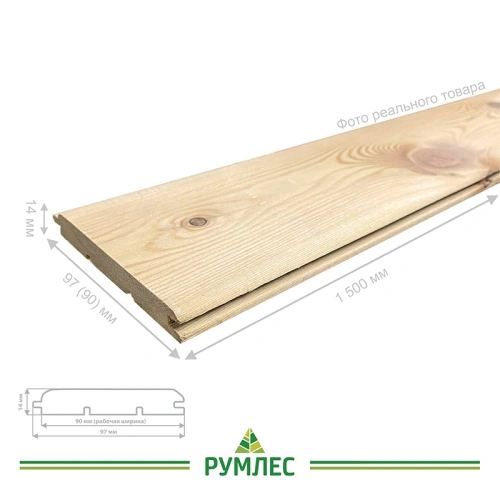 картинка Вагонка штиль лиственница 14*97(90)*1500мм сорт AB цельная (8шт/уп) от магазина Румлес