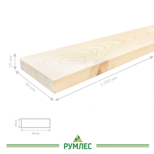 картинка Доска строганая камерной сушки 20*90*2000мм сорт АВ ель/сосна от магазина Румлес