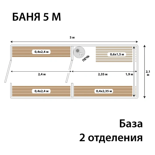 картинка Баня-бочка 5м Два отделения Комплектация БАЗОВАЯ от магазина Румлес