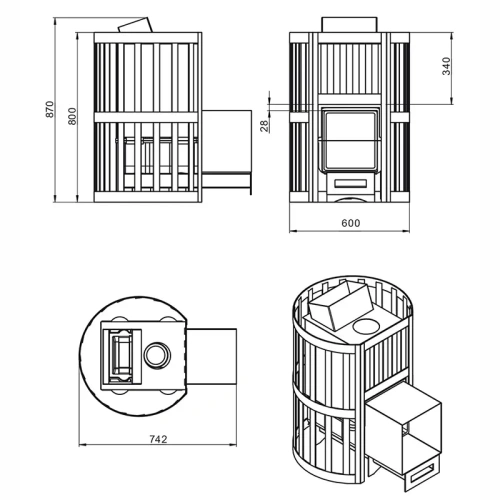 картинка Печь банная Везувий Ураган Ковка 16 (224) Чугун от магазина Румлес