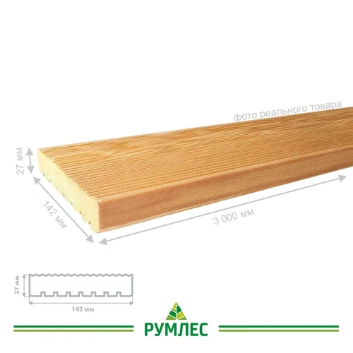 картинка Террасная доска Вельвет 27*142*3000мм сорт Экстра лиственница от магазина Румлес