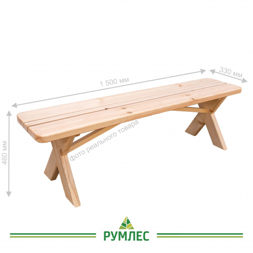 картинка Скамейка без спинки 1500*330*460мм сосна от магазина Румлес