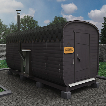 картинка Баня-бочка 5м Два отделения цвет Графит Комплектация БАЗОВАЯ + модуль Гвидон от магазина Румлес