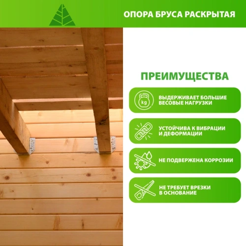 картинка Опора бруса раскрытая оцинкованная 51*165*2мм от магазина Румлес