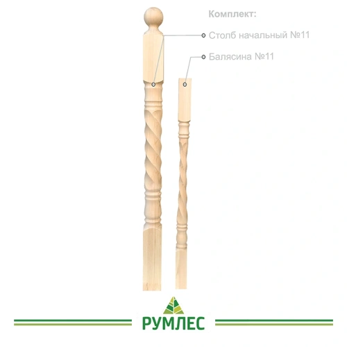 картинка Балясина 50*50*900мм №11 Сосна сорт Экстра сращенная от магазина Румлес