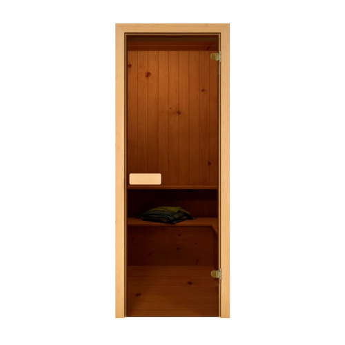 картинка Дверь из стекла бронза  690*1890мм (толщина  8мм) хвойная коробка, оливковые петли от магазина Румлес