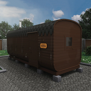 картинка Баня-бочка 6м Три отделения цвет Лакрица Комплектация ЛЮКС от магазина Румлес