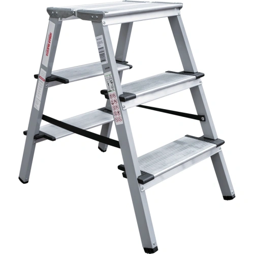 картинка Стремянка двухсторонняя алюминиевая Новая Высота 2*3 ступени 1147203 от магазина Румлес