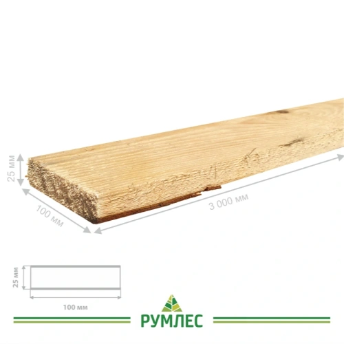 картинка Доска обрезная 25*100*3000мм 3-4 сорт ТУ естественной влажности хвойные породы от магазина Румлес