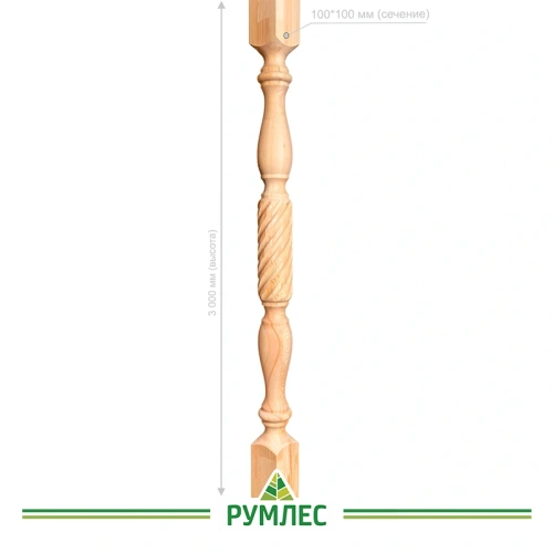 картинка Колонна 100*100*3000мм №9 Сосна сорт Экстра сращенная от магазина Румлес