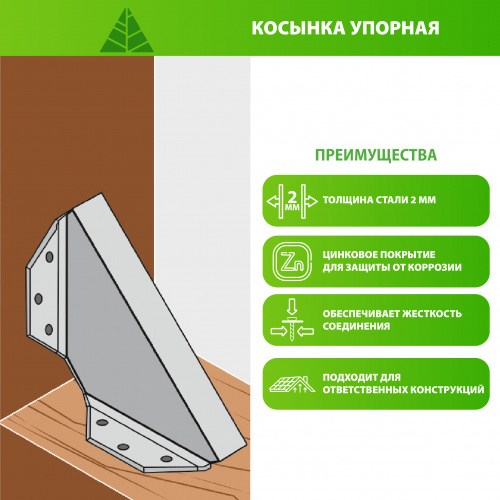 картинка Косынка упорная 130*130*10*2мм оцинкованная от магазина Румлес