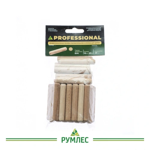 картинка Шкант мебельный ПРОФЕССИОНАЛ 10*60мм бук (40шт/уп) от магазина Румлес