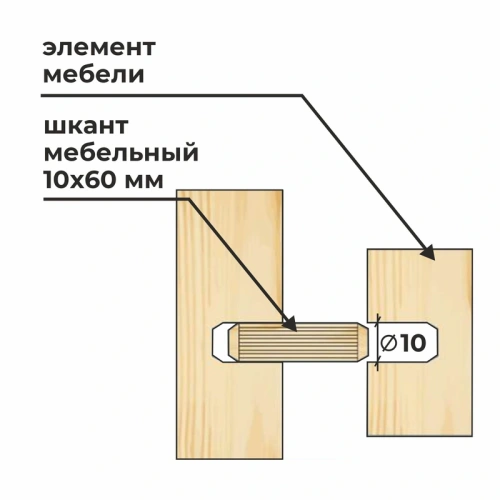 картинка Шкант мебельный ПРОФЕССИОНАЛ 10*60мм бук (40шт/уп) от магазина Румлес
