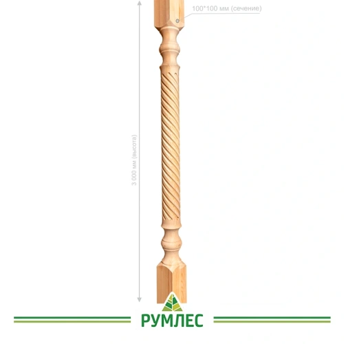 картинка Колонна 100*100*3000мм №10 Сосна сорт Экстра сращенная от магазина Румлес