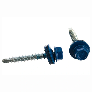 картинка Саморезы кровельные с шайбой 4.8*35мм RAL 5005 синий от магазина Румлес