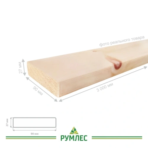 картинка Полок 27*90*3000мм сорт АВ Кедр сибирский от магазина Румлес