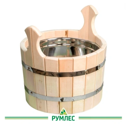 картинка Шайка липа с металлической вставкой 9л от магазина Румлес