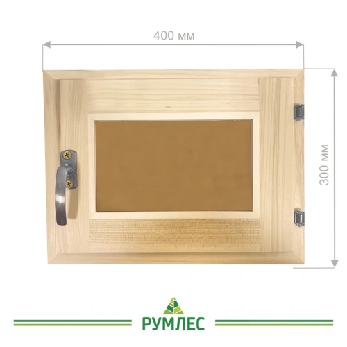 картинка Форточка банная липа (тонированное двойное стекло, фурнитура хром) 300*400мм от магазина Румлес