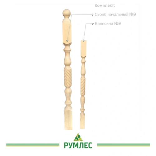 картинка Балясина 60*60*900мм №9 Сосна сорт Экстра сращенная от магазина Румлес