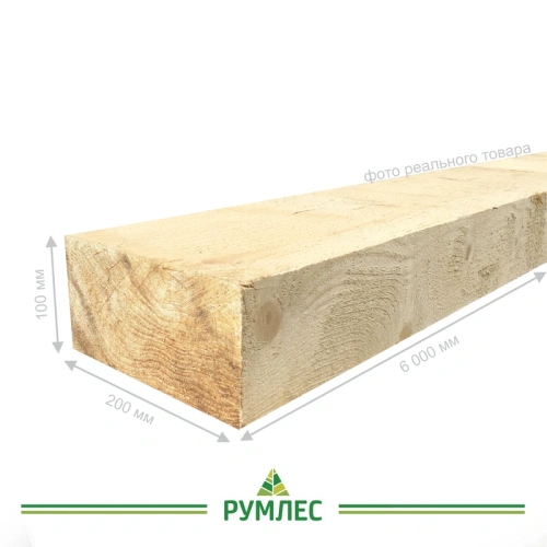 картинка Брус 100*200*6000мм 1-3 сорт (ГОСТ 8486-86) естественной влажности хвойные породы от магазина Румлес