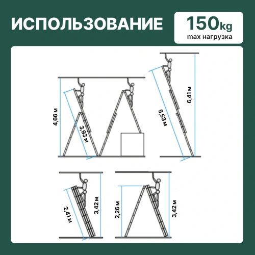 картинка Лестница трехсекционная алюминиевая Новая Высота серия NV100 3*9 ступеней 1230309 от магазина Румлес
