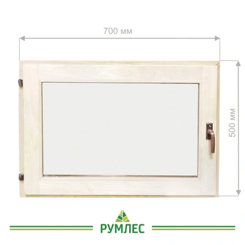 картинка Форточка банная 500*700мм липа (стеклопакет, фурнитура в сборе) от магазина Румлес